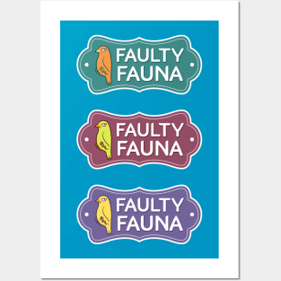 Faulty Fauna multicolor logo sticker set Posters and Art